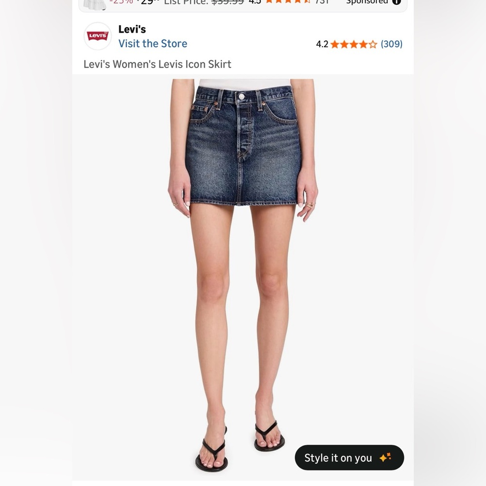Levi's Denim Skirt ICON Stretch Worn Once EXC LIKE NEW CONDITION - Picture 4 of 17
